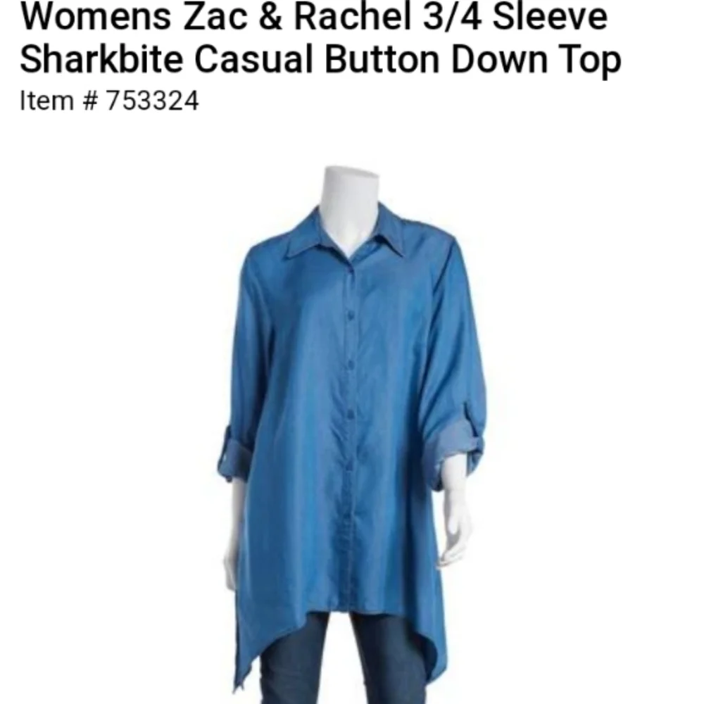 Zac & Rachel Woman's Shark Bite Hem Button Down Tunic Shirt 2X - Picture 12 of 14